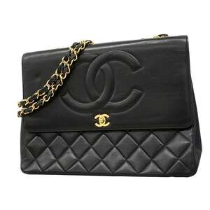 Chanel Shoulder Bag, Large Matelassé, Lambskin, Black, Women's